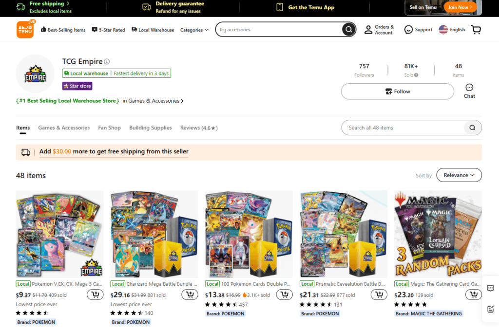 How TCG Empire Built a Thriving Trading Card Business on Temu